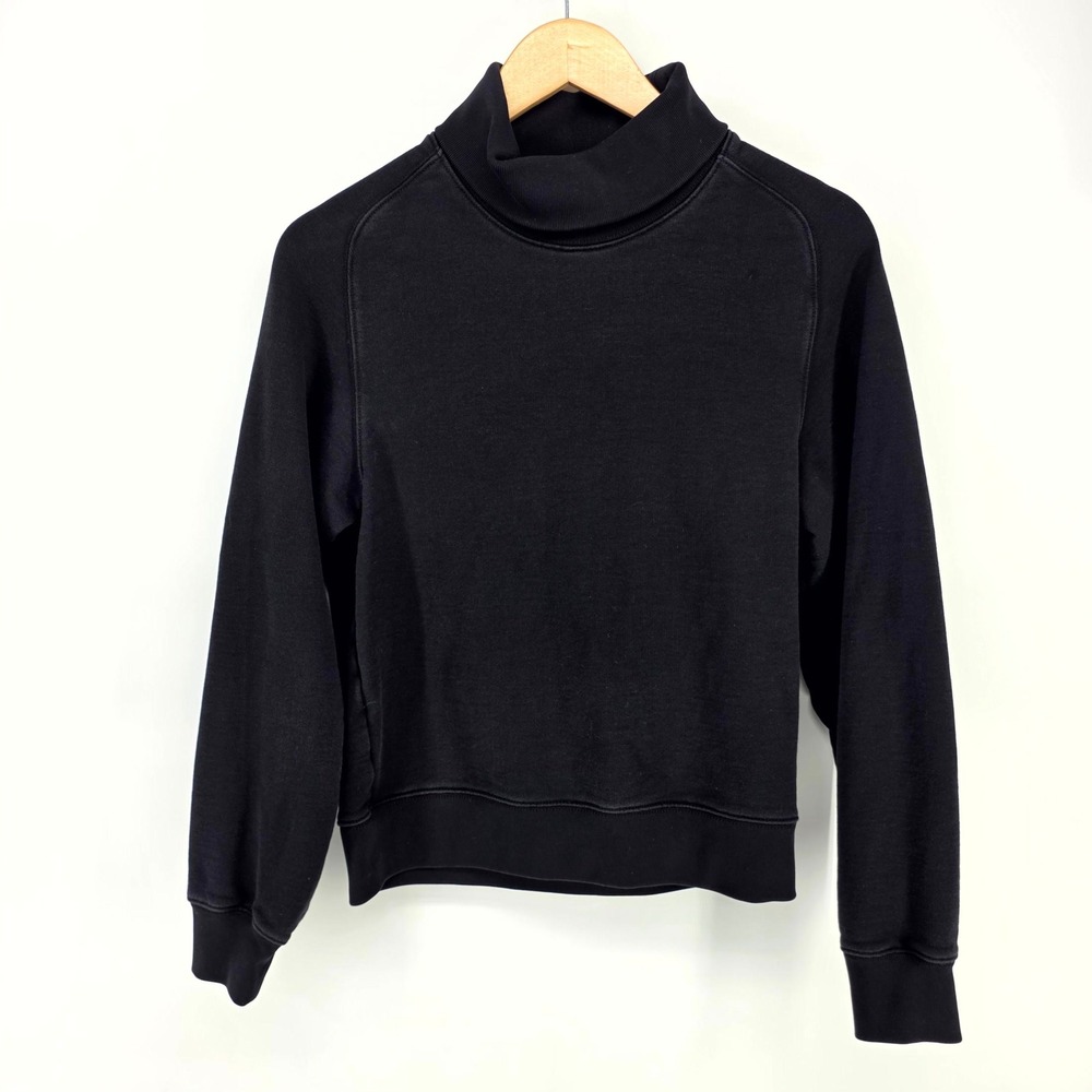 Uniqlo U Sweatshirt Womens XXS Black Mock Neck Pullover 341-461529 Minimalist